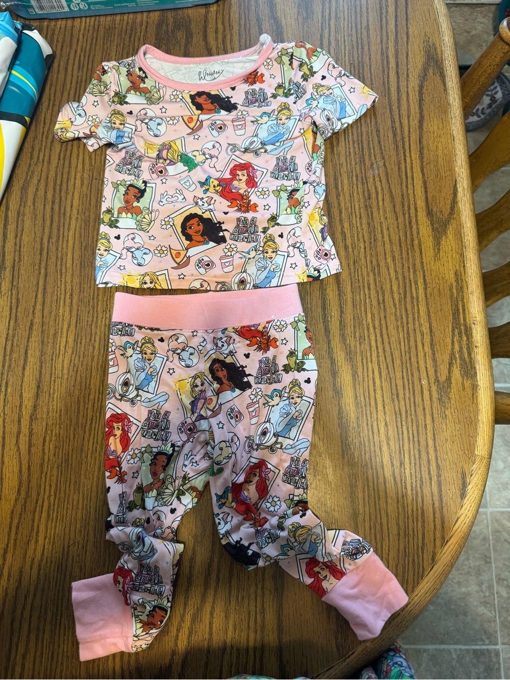 Girls Pink Disney Princess Pajama Set bamboo